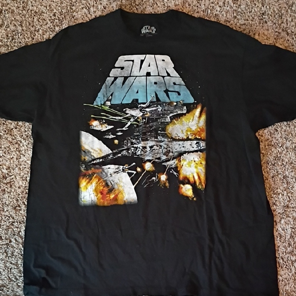 Fifth Sun Black Star Wars Logo Tee with Silver Print